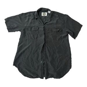 Vintage Silks 100% Silk Black Button Up Shirt Men’s Medium